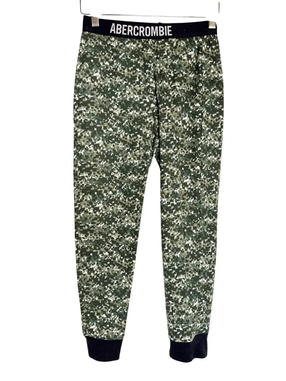 Abercrombie Kids Green Camouflage Print Logo Waist Sleepwear Pajama Pants 9/10